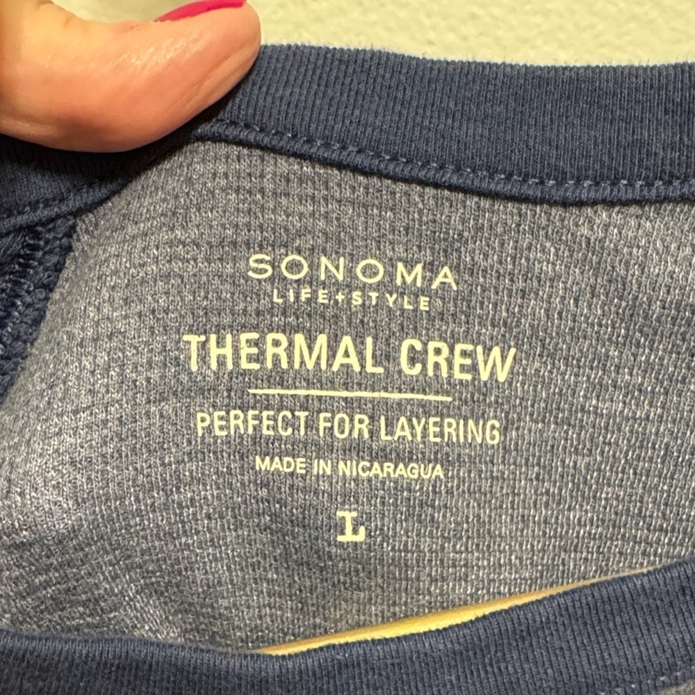 Sonoma Men's Dark Blue Long Sleeve Thermal - Picture 2 of 3